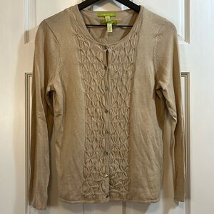 Sigrid Olsen Diamond Pattern Weave Button Down Cardigan Set - Size Small